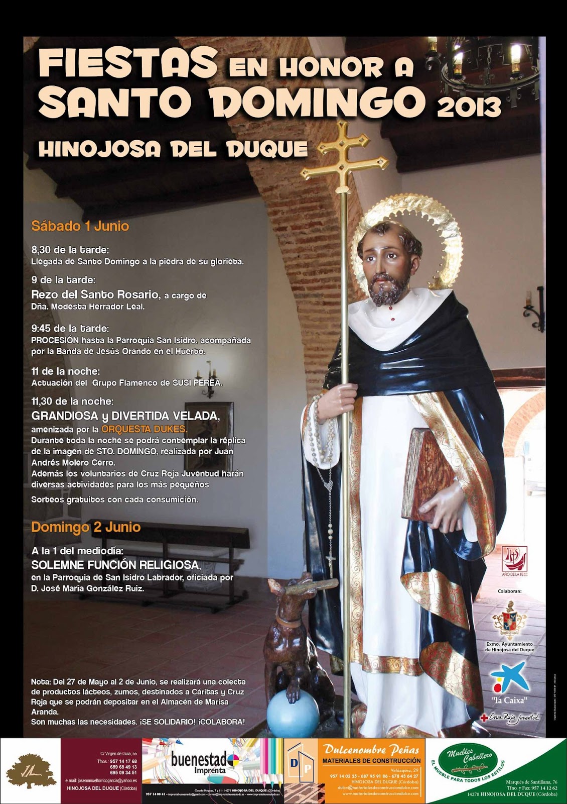 Cartel de Fiestas en honor de Santo Domnigo de Guzmán 2013